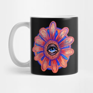 Trippy Pop Surreal Big Eyed Art Floral Mandala Illustration Mug